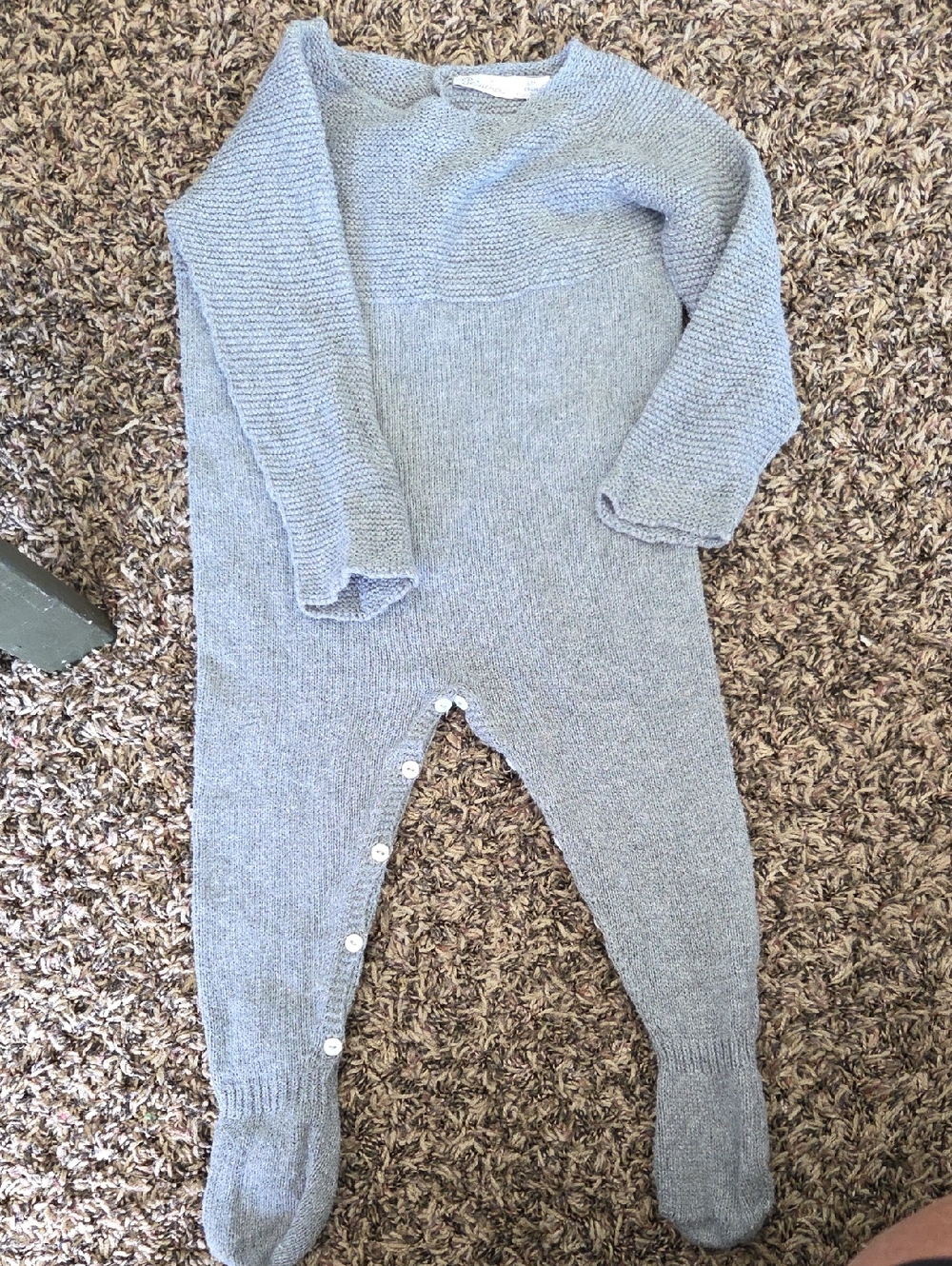 Patachou Knit Footed One-Piece in Light Gray